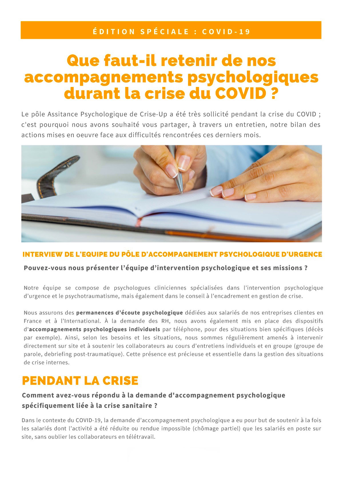 L'impact du Covid19, sur la santé psychique des collaborateurs